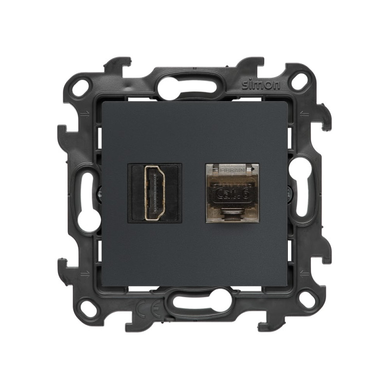 Gniazdo HDMI ver. 2.1 + RJ45 kat.6. grafit mat Kontakt Simon 24