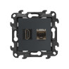 Gniazdo HDMI ver. 2.1 + RJ45 kat.6. grafit mat Kontakt Simon 24