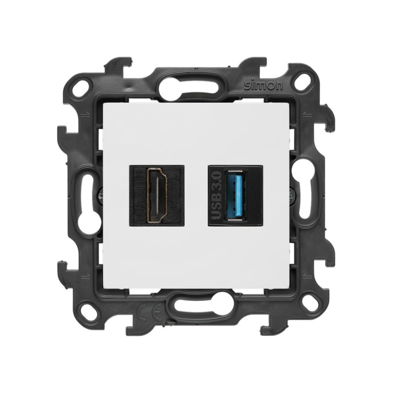 Gniazdo HDMI ver. 2.1 + USB A 3.0 biały Kontakt Simon 24