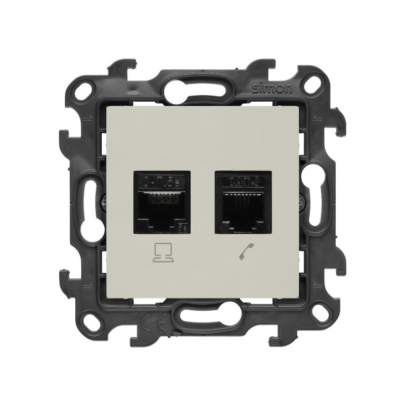 Gniazdo komputerowe RJ45 kategoria 5e + telefoniczne RJ11 kaszmirowy Kontakt Simon 24