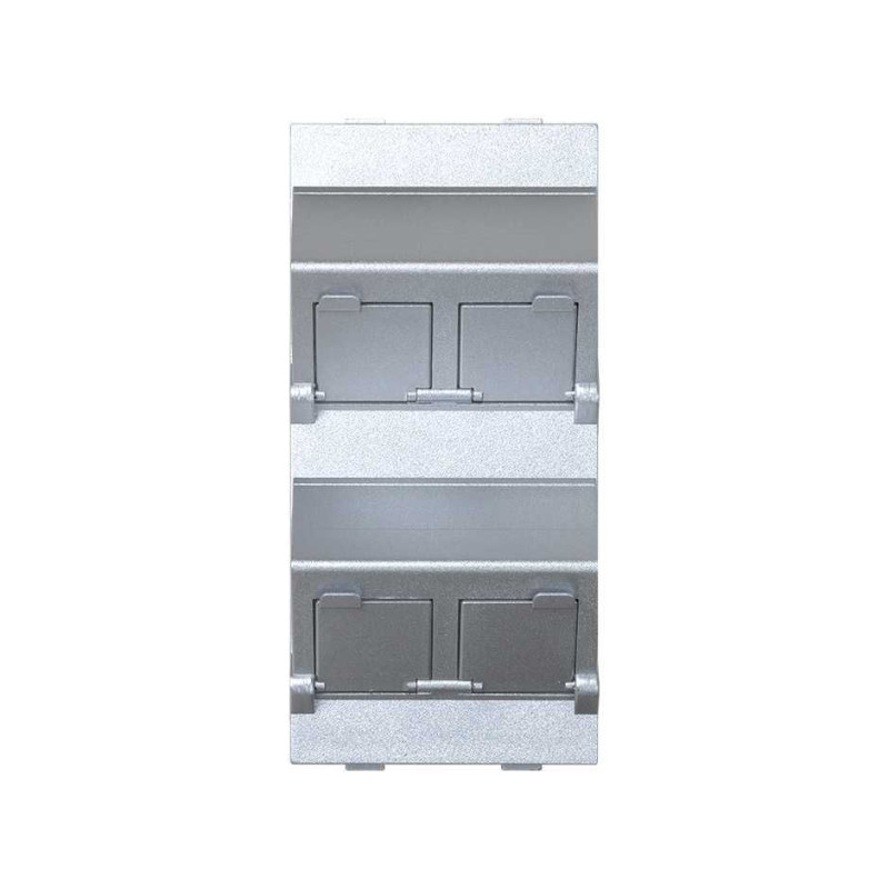 Płytka CIMA 4x RJ z osłonami skośna do adapterów MD aluminium Kontakt Simon Connect
