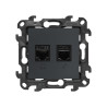 Gniazdo komputerowe RJ45 kategoria 5e + telefoniczne RJ12 grafitowy mat Kontakt Simon 24