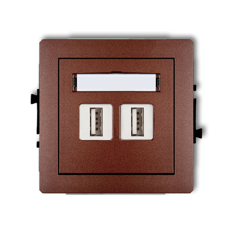 Gniazdo podwójne USB-AA 2.0 brązowy metalik KARLIK DECO