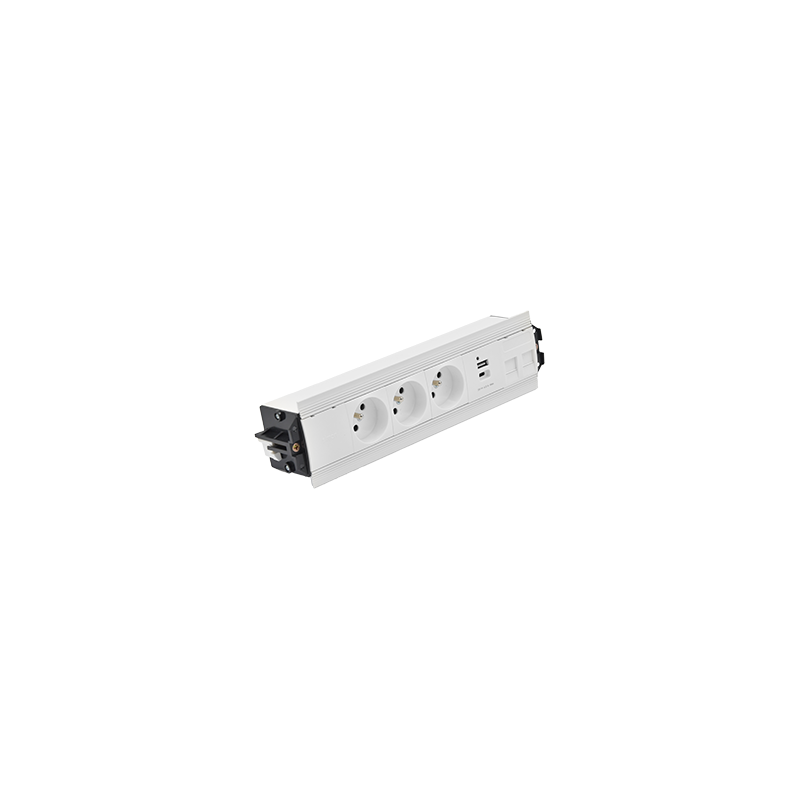 Indesk 3x230V + USB A+C + moduł dla 2 złączy RJ45 keystone biały KOTANKT SIMON 480