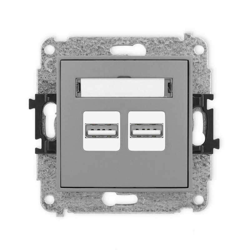 Mechanizm ładowarki USB podwójnej 5V 3.1A szary mat Karlik ICON