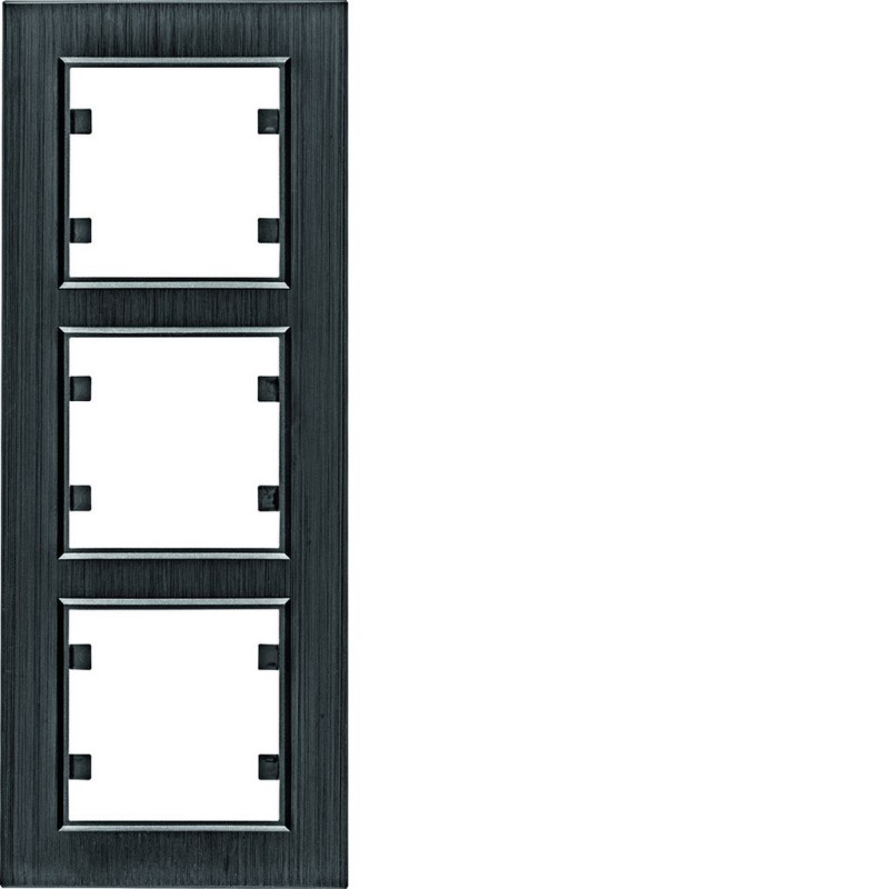 Ramka potrójna pionowa aluminium czarne HAGER Lumina 2 passion