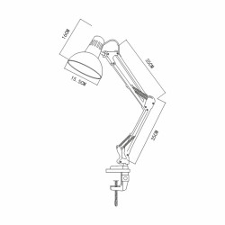 Lampka E27 Dakota kreślarska z klipsem czarny/chrom LS012