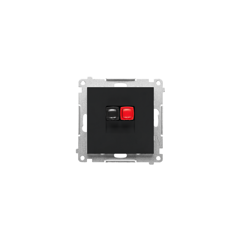 Gniazdo głośnikowe 1-krotne (przekrój przewodów dla wejścia i wyjścia 2,5 mm2) czarny mat Kontakt Simon 55