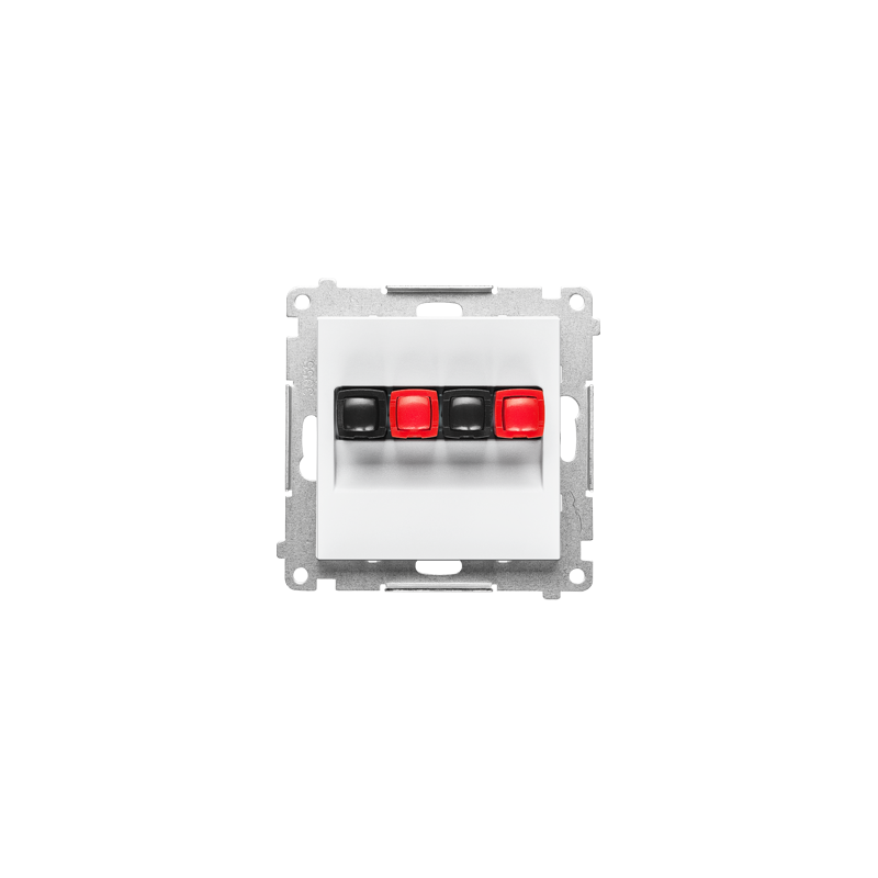 Gniazdo głośnikowe 2-krotne (przekrój przewodów dla wejścia i wyjścia 2,5 mm2) biały mat Kontakt Simon 55
