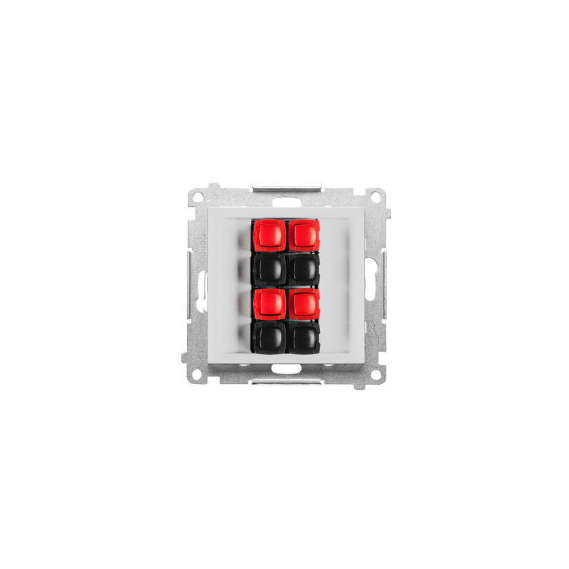Gniazdo głośnikowe 4-krotne (przekrój przewodów dla wejścia i wyjścia 2,5 mm2) jasnoszary mat Kontakt Simon 55