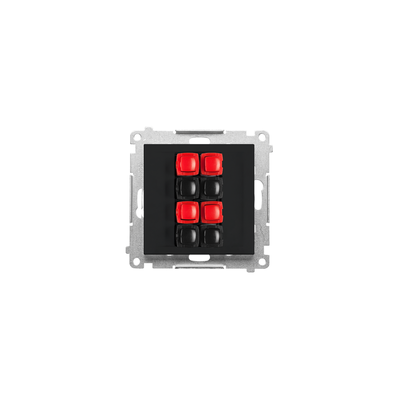 Gniazdo głośnikowe 4-krotne (przekrój przewodów dla wejścia i wyjścia 2,5 mm2) czarny mat Kontakt Simon 55