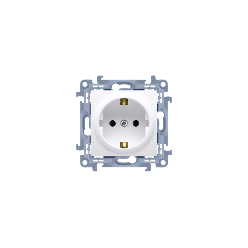 Gniazdo pojedyncze schuko z przesłonami torów prądowych biały KONTAKT SIMON 10